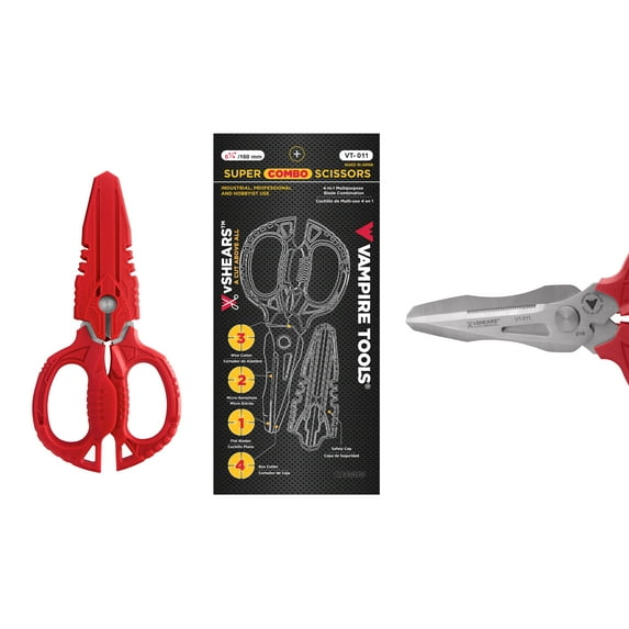 vSHEARS VT-011 Super Combo Scissors by Vampire Tools, 4-in-1 Multi-Purpose Scissors with Warranty, Made in Japan