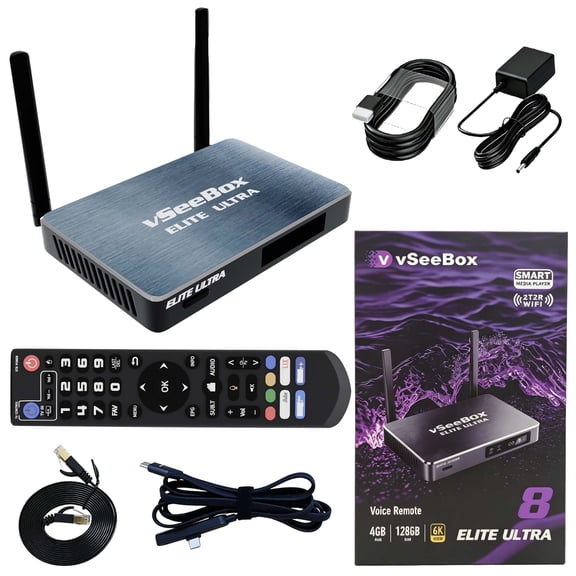 vSeeBox Elite Ultra Android TV Box 8K HDR 4GB RAM 128GB ROM Voice Assistant