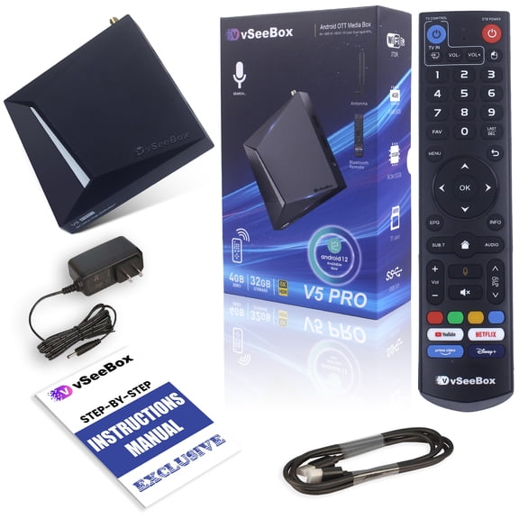 vSeeBox V5 Pro Android TV Box, 4GB RAM, 32GB Storage, Wi-Fi 6