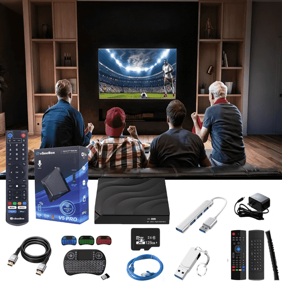 vSeeBox V5 Pro Streaming Media Player 8K/4K HDR with Android 12.0, Fast WiFi 6, 4GB RAM, Large Storage, Includes Voice Control Remote