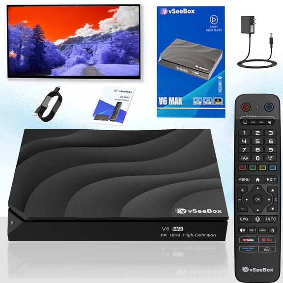 vSeeBox V6 Max 2026 Newest Version Smart Digital Device for Home Entertainment, HDMI CableWith Remote, Setup Guide & Power Adapter