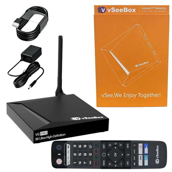 vSeeBox V6 PRO Android Streaming Box, Smooth Playback Media Player with 4GB RAM 64GB, Dual WiFi, Bluetooth 5.0, Easy Setup for Home TV