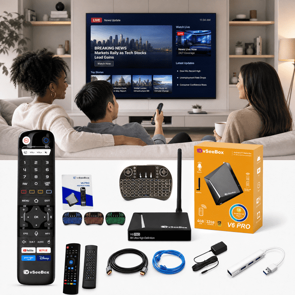 vSeeBox V6 Pro 2026 TV Box 8KUHD (Easy Setup, Lifetime Tech Support)