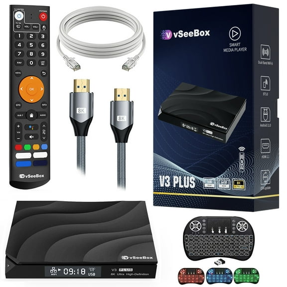 vSeebox 2025 V3 Plus New-est Version Android 11, 4GB RAM, 64GB Storage,Time Shift, Parental Control
