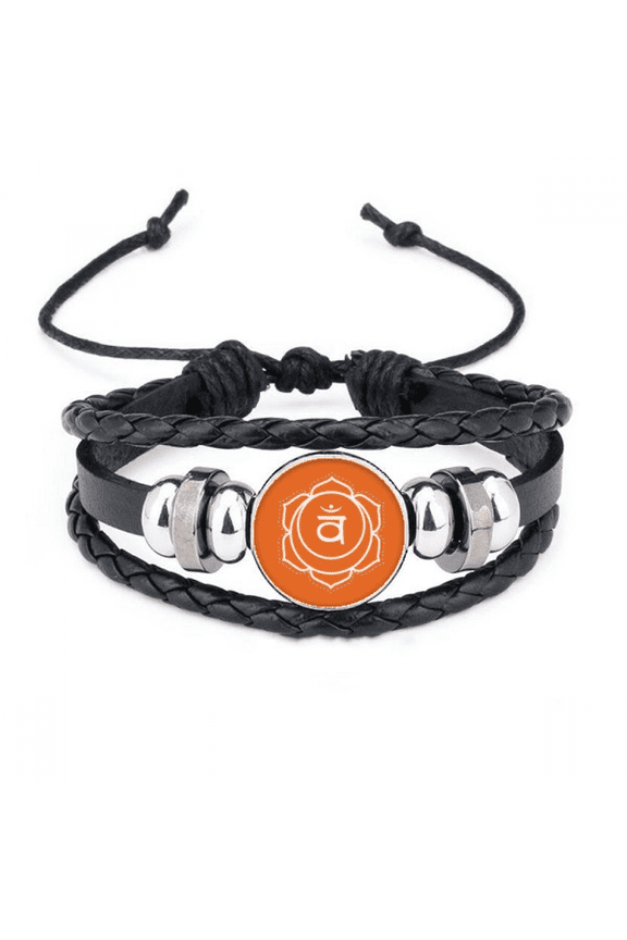 va culture letter pattern bracelet braided leather woven wristband