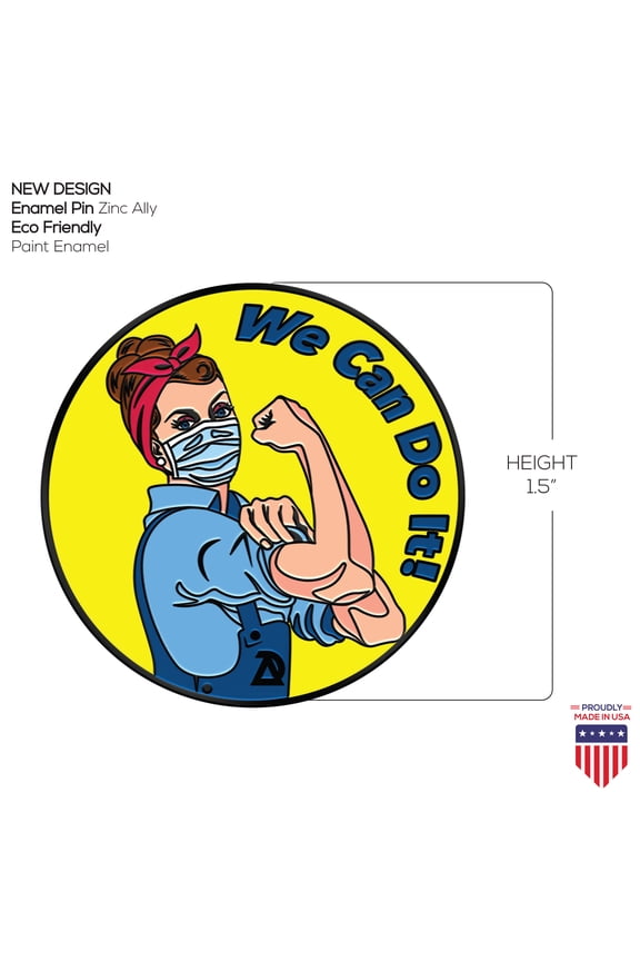 vaccinated COVID-19 Coronavirus Lapel Pin - We can do it Covid 19 Enamel Jacket Lapel Pin - Mask Rosie The Riveter Backpack Pin - Memorial Corona Pin Brooch