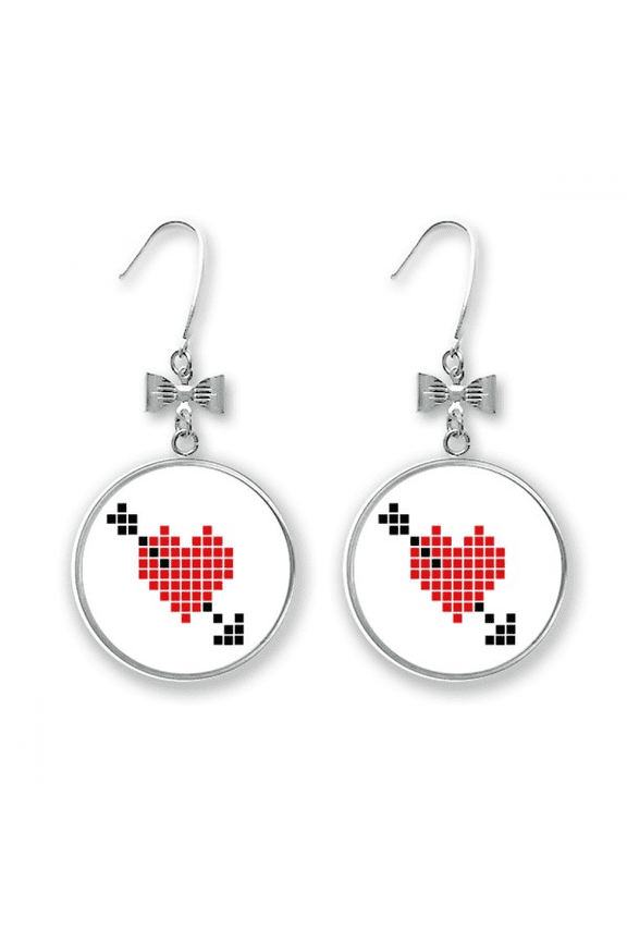 valentine's arror pierce via heart bow earrings drop stud pierced hook