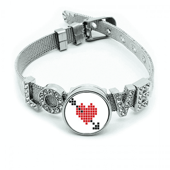 valentine's arror pierce via heart bracelet wristband crystal love adjustable bangle