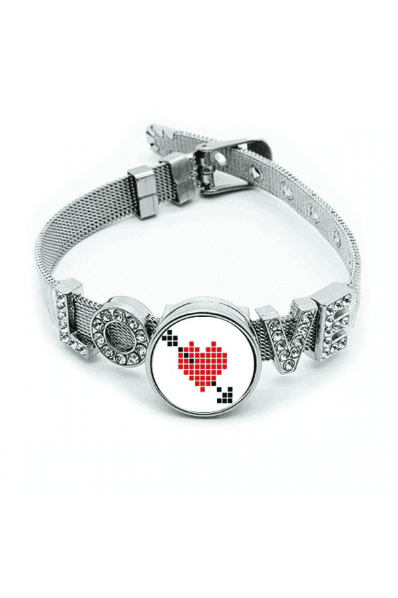 valentine's arror pierce via heart bracelet wristband crystal love adjustable bangle