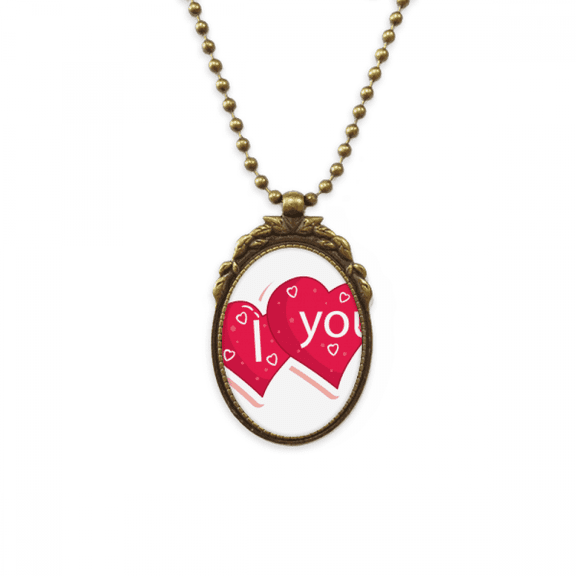 valentine's day double heart love antique necklace vintage bead pendant keychain