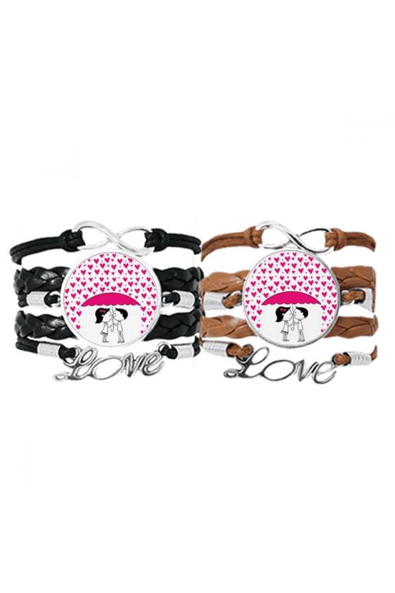 valentine's day kissing couple bracelet hand strap leather wristband double set