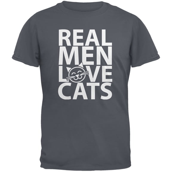 valentine's day - real men love cats grey adult t-shirt