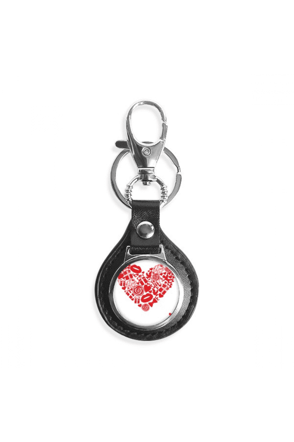 valentine's day red heart rose love key link chain keyholder finder hook metal
