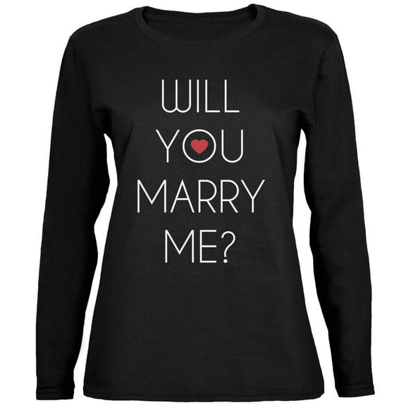 valentine's day will you marry me? black womens long sleeve t-shirt