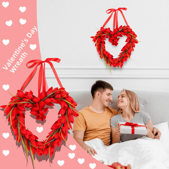 Valentine Wreaths, Valentines Day Wreaths for Front Door Heart Valentine Wreaths for Front Door Outside Valentine S Day Door Wreath Burlap Valentine Door Wreath, A16-Red