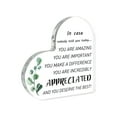 thumbnail image 1 of valentines day decorations, Acrylic Heart Shaped Ornament with Blessing Message, Clear Decorative Keepsake for Desk Shelf, Gift for Friends Family(E), 1 of 8