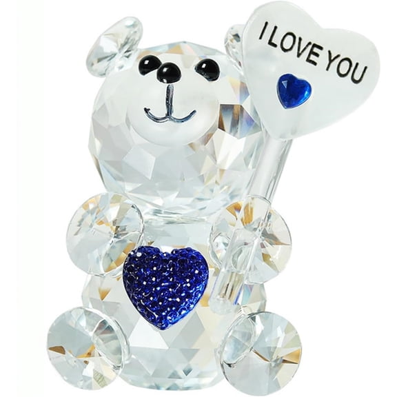 valentines day decorations, Clear Bear Figurine Valentine's Day I You Bear Ornament Collectible Tabletop Bear Statue For Wedding Birthday Party