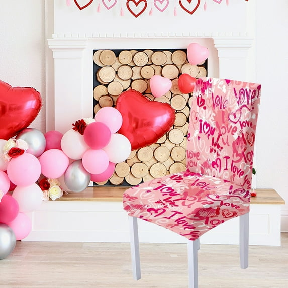 valentines day gifts for Lovers Valentine's Day Dining Chair Covers Chair Back Covers Removable Washable Chair Protectors For Valentine's Day Home Kitchen