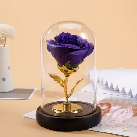 valentines day gifts for Lovers Glass Covered Foil Rose Ornament Eternal Flower Creatives Holiday Gift Luminous LED Night Light