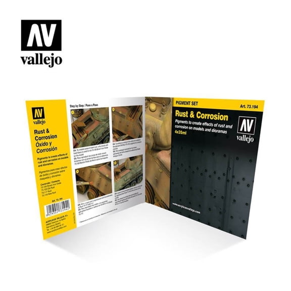 Vallejo - Pigment FX Rust & Corrosion Effects, Weathering Pigments for Models & Dioramas, 4 Bottles