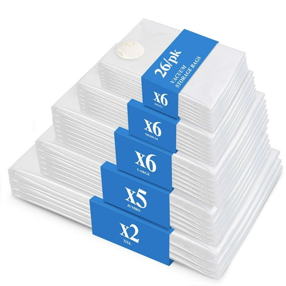 Farest Vacuum Storage Bags, Airtight Space Saver Bags, 26 Pack Vacuum Seal Bags for Clothes, Comforters, Blankets, Bedding