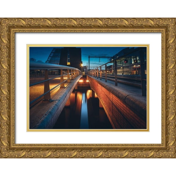 van Gog, Henk 24x18 Gold Ornate Wood Framed with Double Matting Museum Art Print Titled - Trainstation