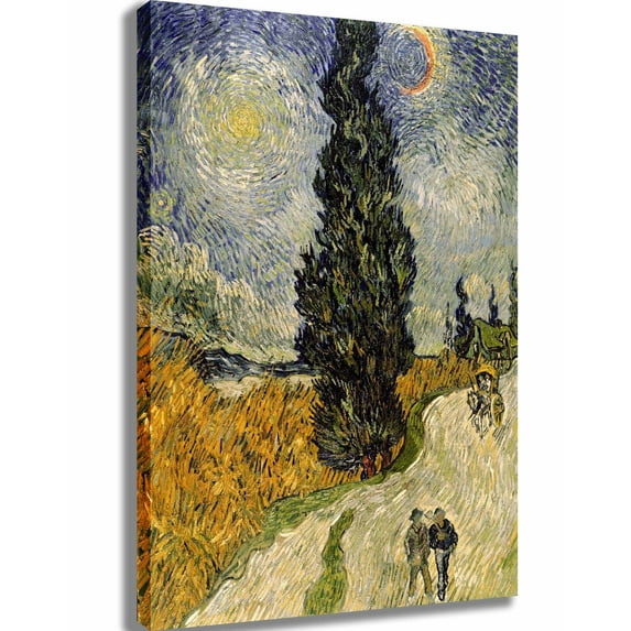 van Gogh "Road with Cypresses" (1890) Canvas Print