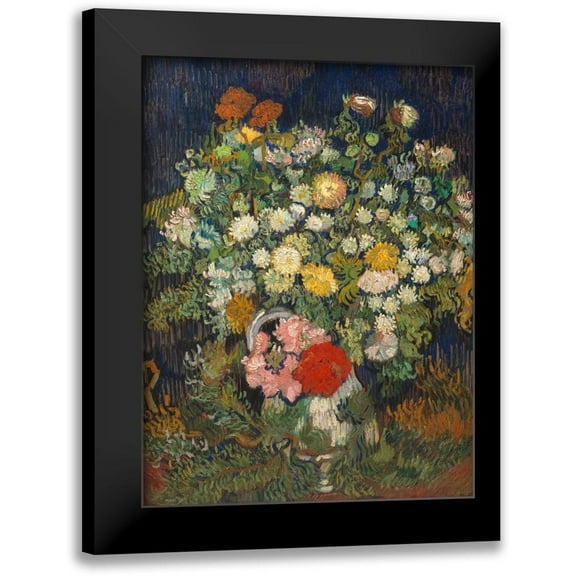 van Gogh, Vincent 12x14 Black Modern Framed Museum Art Print Titled - Bouquet of Flowers in a Vase