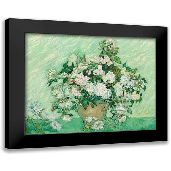 van Gogh, Vincent 14x12 Black Modern Framed Museum Art Print Titled - Roses, 1890