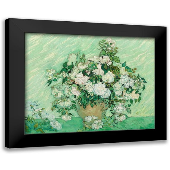 van Gogh, Vincent 14x12 Black Modern Framed Museum Art Print Titled - Roses, 1890