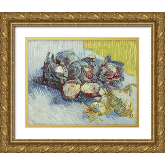 van Gogh, Vincent 14x12 Gold Ornate Wood Framed with Double Matting Museum Art Print Titled - Red cabbages and onions