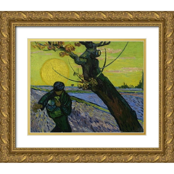 van Gogh, Vincent 14x12 Gold Ornate Wood Framed with Double Matting Museum Art Print Titled - The sower
