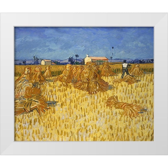 van Gogh, Vincent 14x12 White Modern Wood Framed Museum Art Print Titled - Corn Harvest in Provence