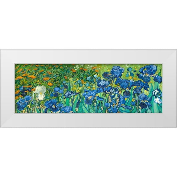 van Gogh, Vincent 14x7 White Modern Wood Framed Museum Art Print Titled - Irises (detail)