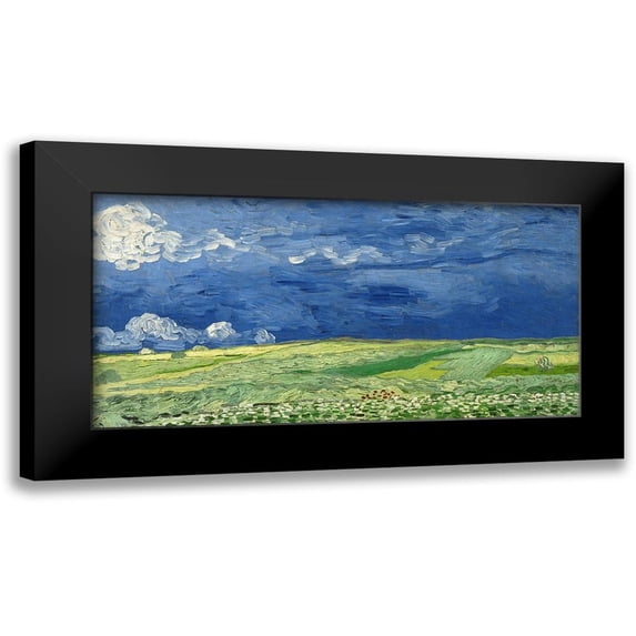 van Gogh, Vincent 18x11 Black Modern Framed Museum Art Print Titled - Wheatfield Under Thunderclouds