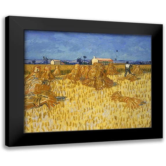 van Gogh, Vincent 23x20 Black Modern Framed Museum Art Print Titled - Corn Harvest in Provence