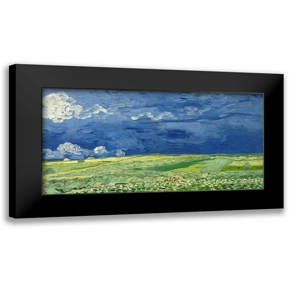 van Gogh, Vincent 24x14 Black Modern Framed Museum Art Print Titled - Wheatfield Under Thunderclouds
