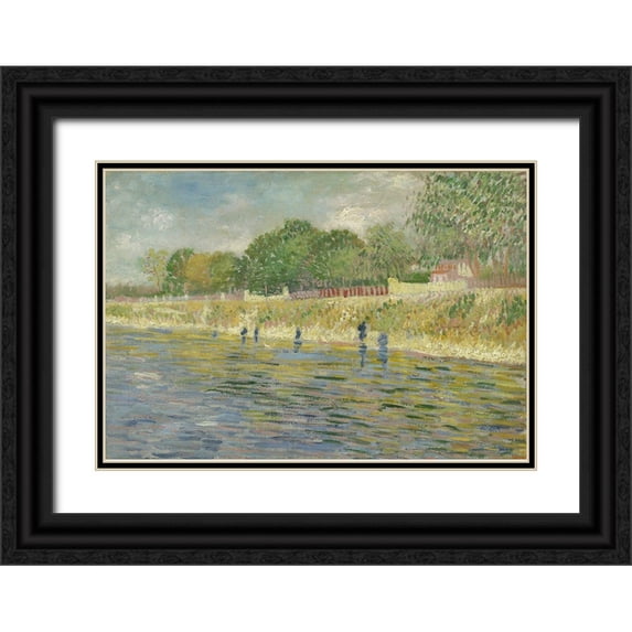 van Gogh, Vincent 24x18 Black Ornate Wood Framed with Double Matting Museum Art Print Titled - Bank of the Seine