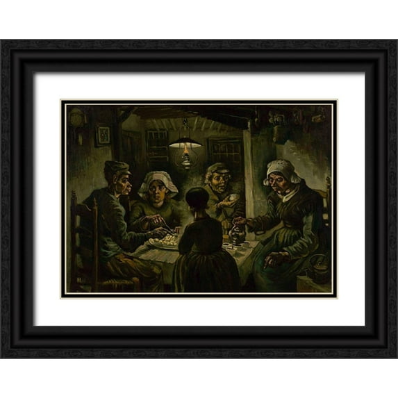 van Gogh, Vincent 24x18 Black Ornate Wood Framed with Double Matting Museum Art Print Titled - The potato eaters