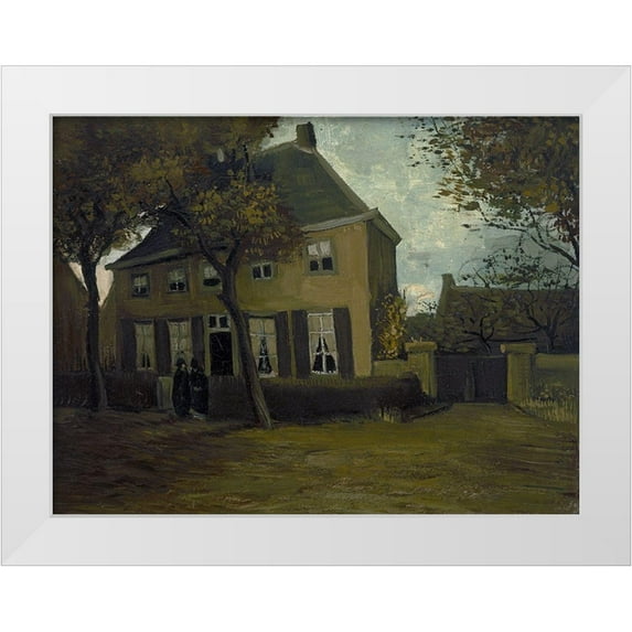 van Gogh, Vincent 24x19 White Modern Wood Framed Museum Art Print Titled - The vicarage at Nuenen