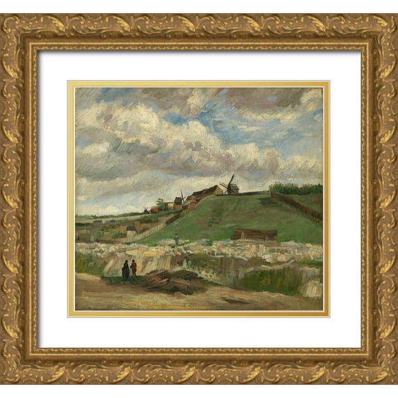 van Gogh, Vincent 28x26 Gold Ornate Wood Framed with Double Matting Museum Art Print Titled - The hill of Montmartre with stone quarry