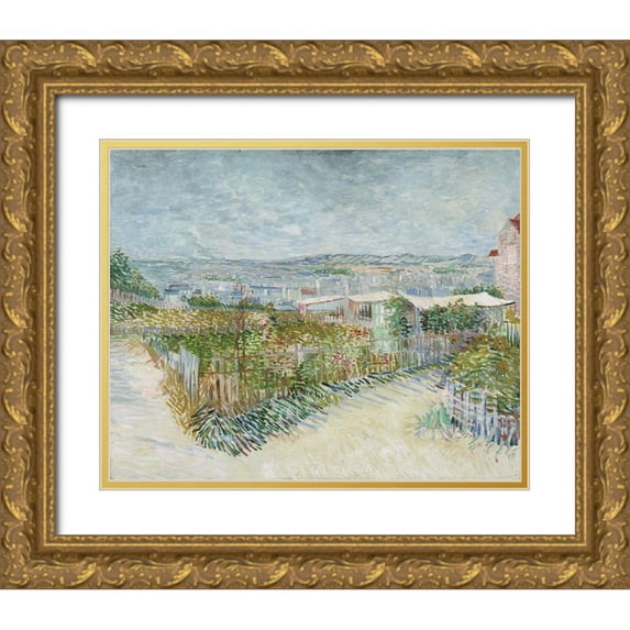 van Gogh, Vincent 31x26 Gold Ornate Wood Framed with Double Matting Museum Art Print Titled - Montmartre, behind the Moulin de la Galette