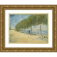thumbnail image 1 of van Gogh, Vincent 32x25 Gold Ornate Wood Framed with Double Matting Museum Art Print Titled - Along the Seine, 1 of 4
