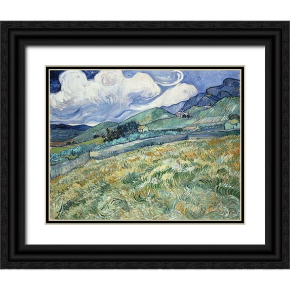 van Gogh, Vincent 32x26 Black Ornate Wood Framed with Double Matting Museum Art Print Titled - Landscape from Saint-Remy