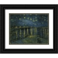 thumbnail image 1 of van Gogh, Vincent 32x26 Black Ornate Wood Framed with Double Matting Museum Art Print Titled - Starry Night, 1 of 4