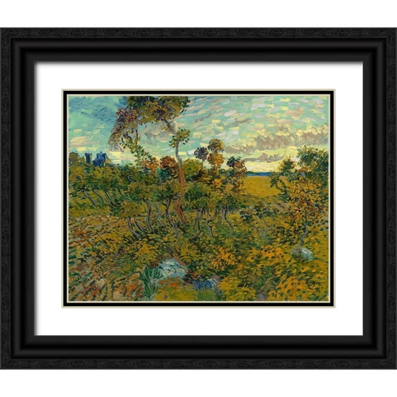 van Gogh, Vincent 32x26 Black Ornate Wood Framed with Double Matting Museum Art Print Titled - Sunset at Montmajour