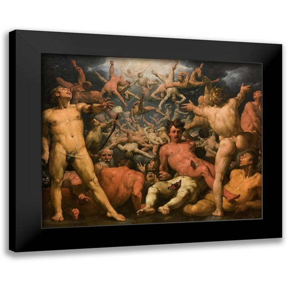 van Haarlem, Cornelis 14x12 Black Modern Framed Museum Art Print Titled - The Fall of the Titans
