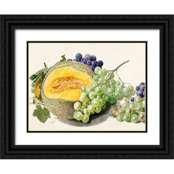 van Huysum, Michiel 14x12 Black Ornate Wood Framed with Double Matting Museum Art Print Titled - Fruits II