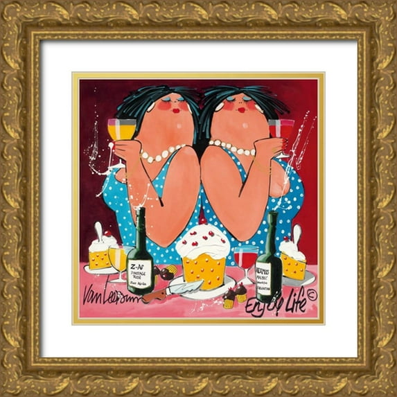 van Leersum, El 12x12 Gold Ornate Wood Framed with Double Matting Museum Art Print Titled - Enjoy Life