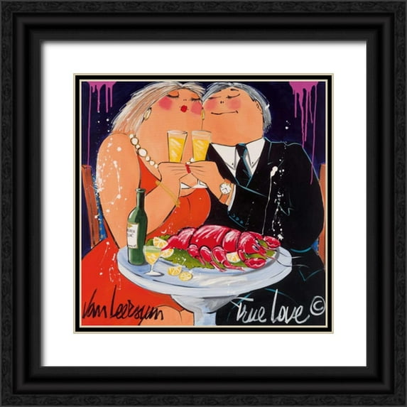 van Leersum, El 20x20 Black Ornate Wood Framed with Double Matting Museum Art Print Titled - True Love